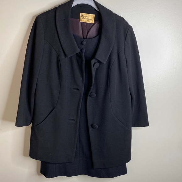 Vintage Dresses & Skirts - VINTAGE 60s LBD with Overcoat Bundle Black